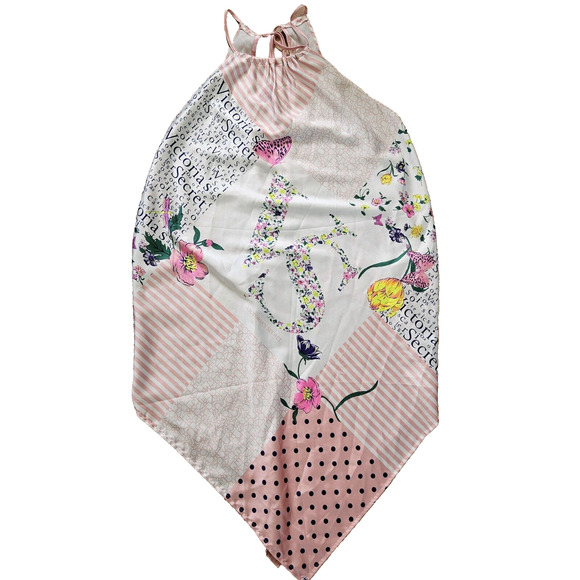 Victoria's Secret Small Hankerchief Patchwork Floral Butterfly Halter Chemise - Picture 1 of 12